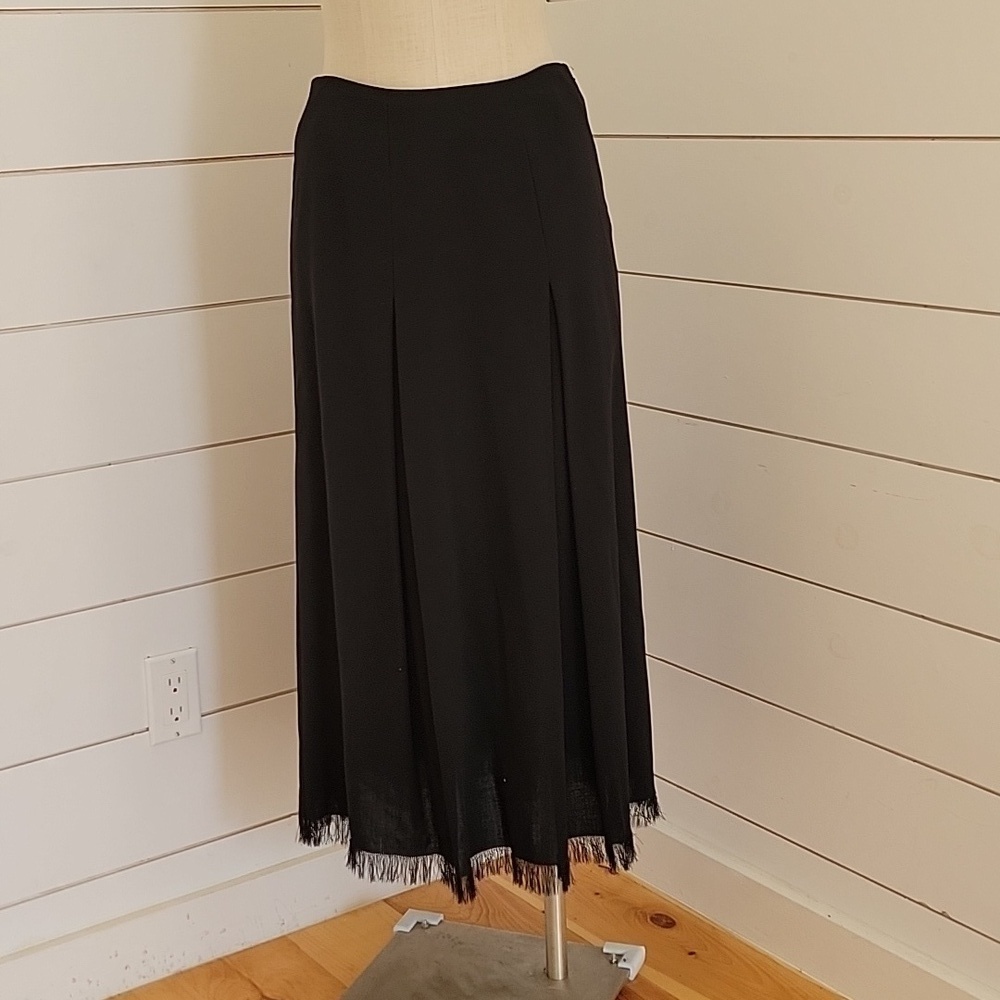 DANA BUCHMAN size 4 petite black maxi skirt with tassles at bottom